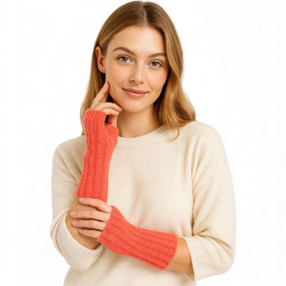 Free People Pink‎ Ribbed Knit Fingerless Arm Warmers Womens OS